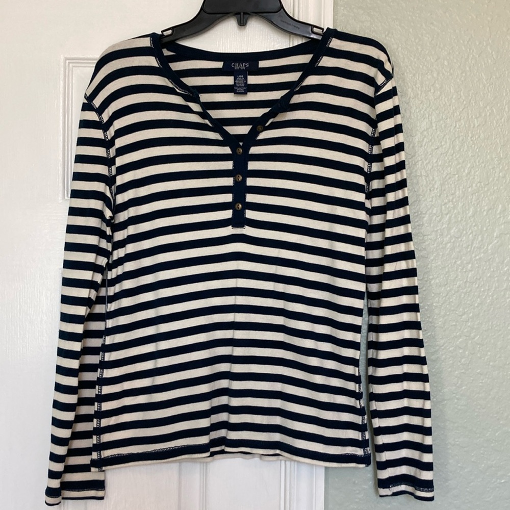 Chaps Long-Sleeved Striped T-Shirt Ladies Size Large